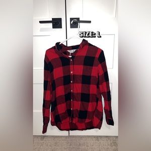 Red & black plaid button up shirt